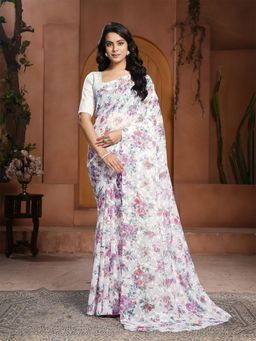Garden VARELI - Pink Floral Other Saree Without Blouse
