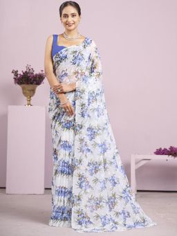 Garden VARELI - Purple Floral Viscose Saree Without Blouse