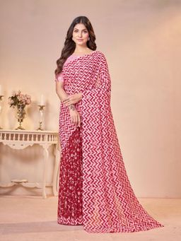 Garden VARELI - Red Floral Viscose Saree Without Blouse