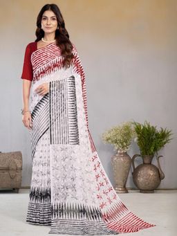 Garden VARELI - Brown Printed Viscose Saree Without Blouse