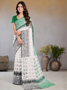 Garden VARELI - Green Printed Viscose Saree Without Blouse