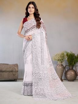 Garden VARELI - Brown Printed Viscose Saree Without Blouse