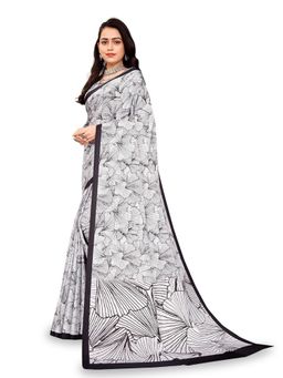 Garden VARELI - White Printed Satin Saree Without Blouse