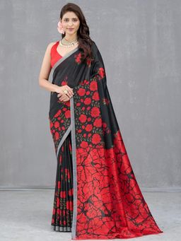 Garden VARELI - Red Floral Silk Saree Without Blouse