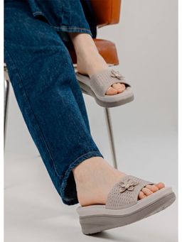 Alberto Torresi - Women Grey Floral Applique Wedges Heels