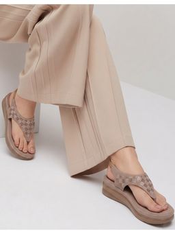Alberto Torresi - Women Beige Rhinestone Studded Platform Heels