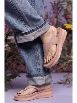 Alberto Torresi - Women Peach Rhinestone Studded Platform Heels