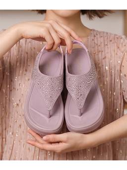 Alberto Torresi - Women Purple Rhinestone Studded Platform Heels