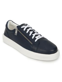 Guess - Men Navy Blue Solid Lace-Up Sneakers