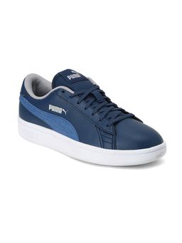 Puma - Smash V2 Garment Washed Kids Unisex Blue Casual Shoes
