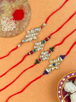 Karatcart - Rakhi for Brother Gold Plated Handmade Kundan Rakhi Combo