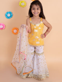 Tiny Pants - Golden Lotus Top With Sharara (Set of 3)