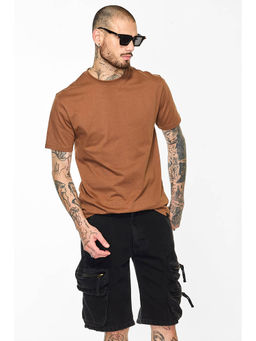 Snitch - Rust Plain Half Sleeves Regular Casual T-Shirt for Men