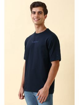 Allen Solly - Men Navy Solid Crew Neck T-Shirt