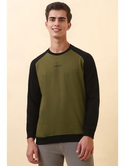 Allen Solly - Men Olive Crew Neck Full Sleeves Casual Sweatshirt