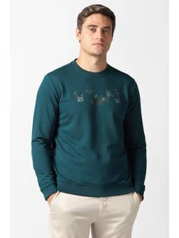 Van Heusen - Men Blue Printed Crew Neck Sweatshirt