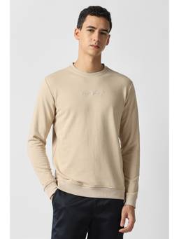 Van Heusen - Men Beige Print Crew Neck Sweatshirt