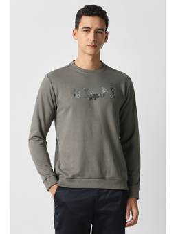 Van Heusen - Men Grey Print Crew Neck Sweatshirt