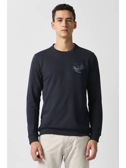 Van Heusen - Men Navy Embroidered Crew Neck Sweatshirt