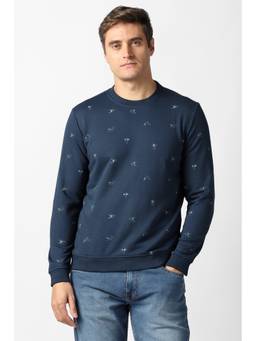 Van Heusen - Men Navy Print Crew Neck Sweatshirt