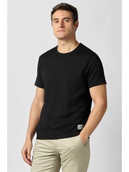 Van Heusen - Men Black Solid Crew Neck T-Shirt