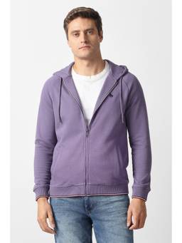 Van Heusen - Men Purple Solid Hooded Neck Sweatshirt