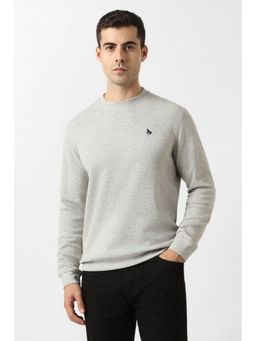 Van Heusen - Men Grey Textured Crew Neck Sweatshirt
