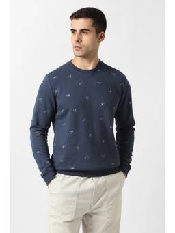 Van Heusen - Men Navy Print Crew Neck Sweatshirt