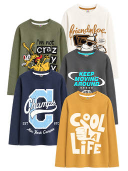 Kuchipoo - Multi-Color Cotton Blend Round Neck Typography T-Shirt (Pack of 5)