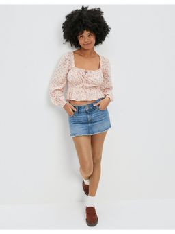 American Eagle - Women Pink Full Sleeve Ruched Blouse