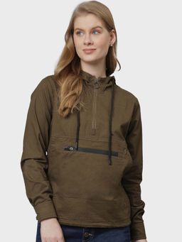 Campus Sutra - Olive Solid Jacket