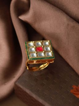 Priyaasi - Multicolor Block Gold Plated Ring