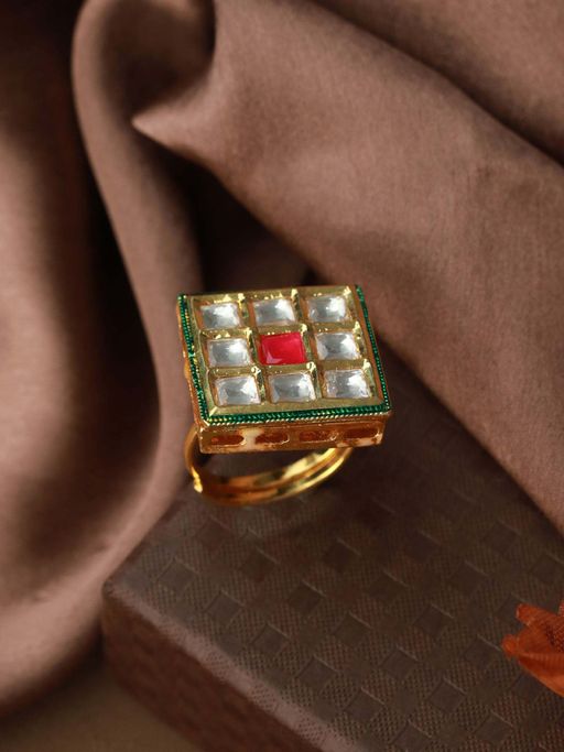 Priyaasi Multicolor Block Gold Plated Ring