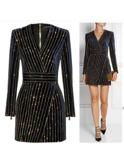 MISS MOSA BY AKANKSHA - Women Navy Blue Embellished Mini Dress