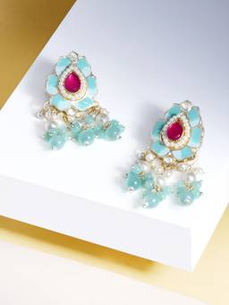 Zaveri Pearls - Multicolor Stones & Beads Meenakari Drop Earring-ZPFK15386