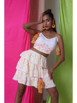 The House of She’s by Divya Gupta - Senorita The Tie-Able White Top With Skirt