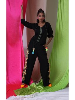 The House of She’s by Divya Gupta - More Than This The Adorned Black Top With Pant Co-Ord Set