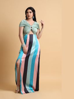 The House of She’s by Divya Gupta - Green Brise - The Drape Embellished Crop Top & Skirt