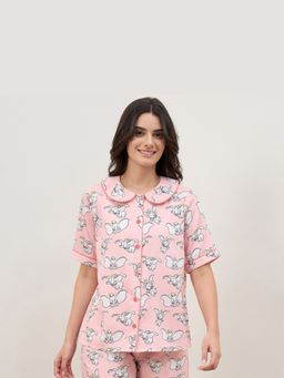 First Resort by Ramola Bachchan - Women Pink Dumbo Night Shirt