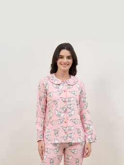 First Resort by Ramola Bachchan - Women Pink Dumbo Full Sleeve Night Shirt