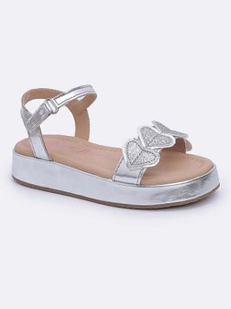 Aria Nica - Silver Pu Round Toe Pair Of Flatforms