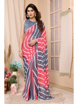 VAIRAGEE - Pink Soft Georgette Printed Ready to wear Saree with Unstitched Blouse