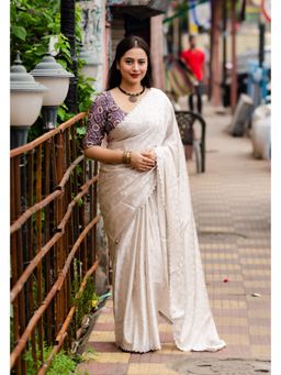 VAIRAGEE - Cream Soft German Silk Saree with Unstitched Blouse