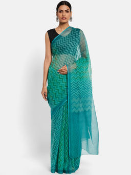 Fabindia - Cotton Silk Block Printed Sari without Blouse