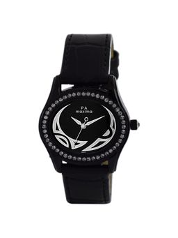 PA Maxima - 29571LMLB Swarovski Attivo Black Dial Analog Watch For Women (S)