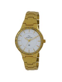 PA Maxima - 44500BMLY Gold White Dial Analog Watch For Women (M)