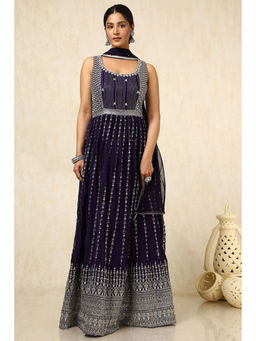 Soch - Womens Anarkali Kurta, Churidar with Dupatta and Unstitched Sleeves (Set of 4)