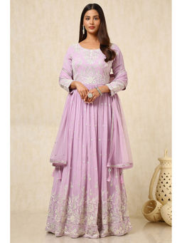 Soch - Womens Lavender Anarkali Kurta with Churidar and Dupatta (Set of 3)