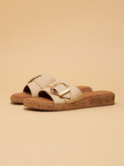ERIDANI - Savi Beige Buckle Flats
