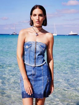 Madame - Flap Pocket Blue Mini Skirt